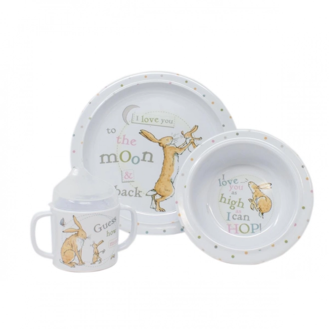 Rainbow Raad eens hoeveel ik van je hou! Prachtige driedelige ontbijtset in geschenkdoos