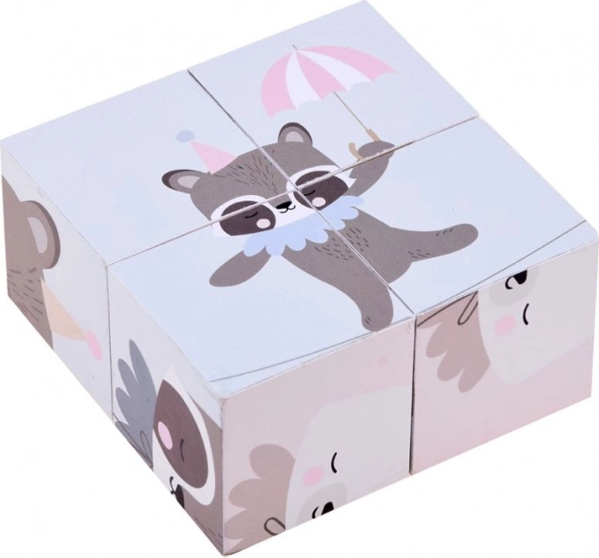 Houten puzzelblokjes met dieren
