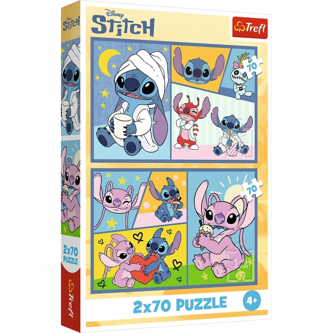 Puzzel 2x70 - Disney Lilo en Stitch - Verveel je niet met Stitch