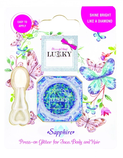 Lukky glitter met applicator voor gezicht, lichaam en haar - saffier
