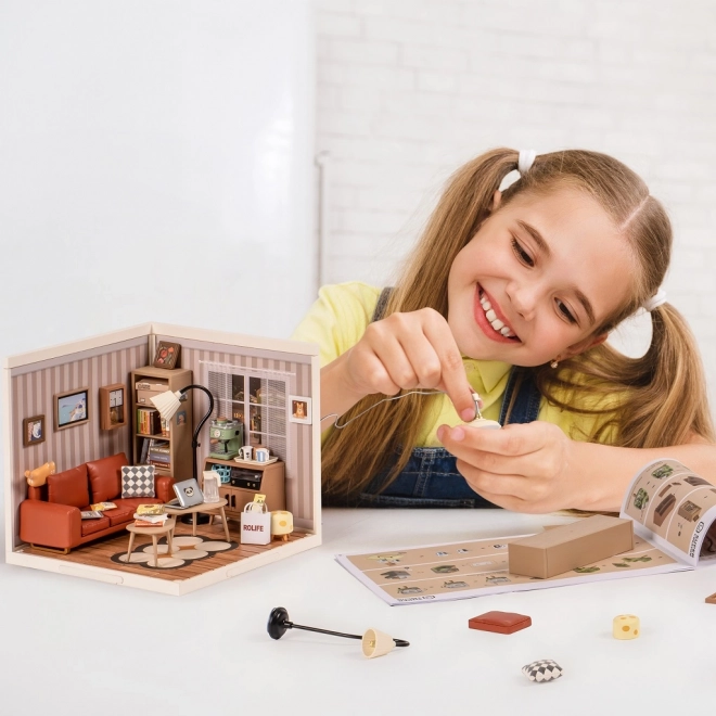 RoboTime miniatuur poppenhuis knusse woonkamer