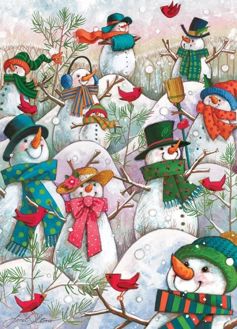 Puzzel Heuvel vol sneeuwpoppen COBBLE HILL 500 stukjes