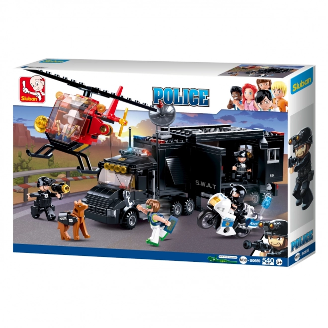 Sluban Politie M38-B0659 SWAT mobiele basis en dieven in helikopter