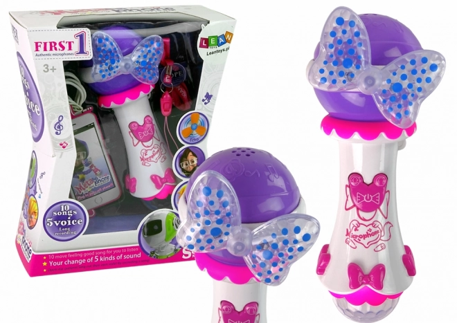 Kinder karaoke microfoon met MP3 en kleurrijke strik