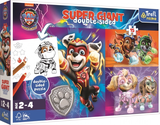 Puzzel GIANT dubbelzijdig Geweldig team Paw Patrol/Paw Patrol 15 stukken in doos 40x27cm 24m+