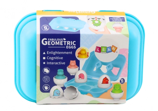 Set van zes kleurrijke geometrische dinosaurus-eieren