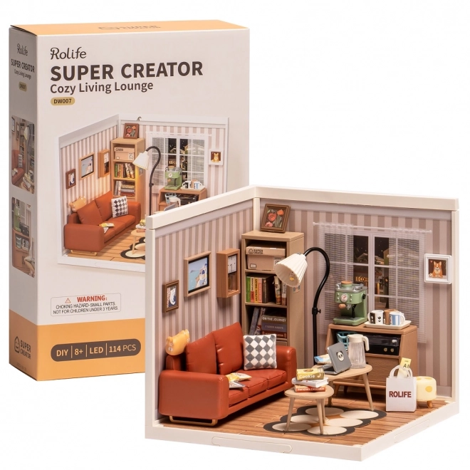 RoboTime miniatuur poppenhuis knusse woonkamer