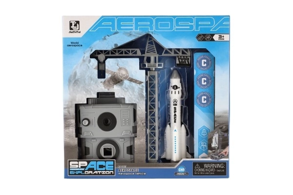 Raketoplane met kraan en lanceerstation plastic 17cm in doos 29x29x7cm