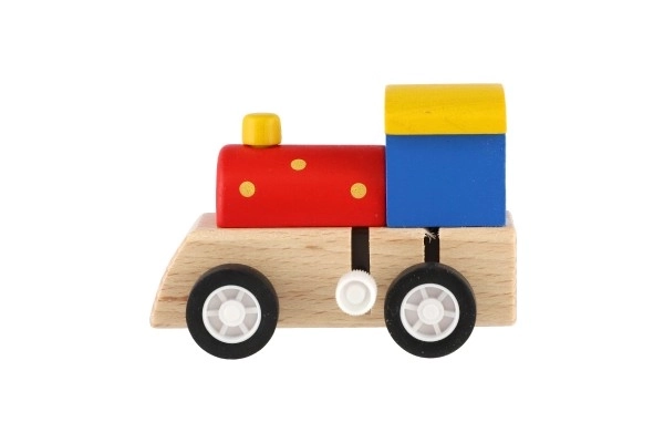 Houten stroomtrein 7cm assorti 3 kleuren