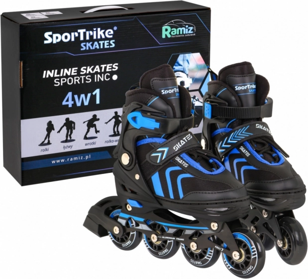 4-in-1 set kinderschaatsen: inline, quad en ijs – maat 39–43 – Blauw