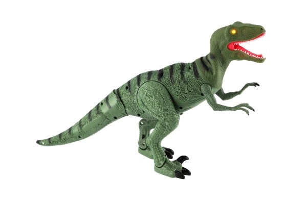 Dinosaurus lopend IC velociraptor plastic 50cm op batterijen met geluid met licht in doos 53x32,5x12cm