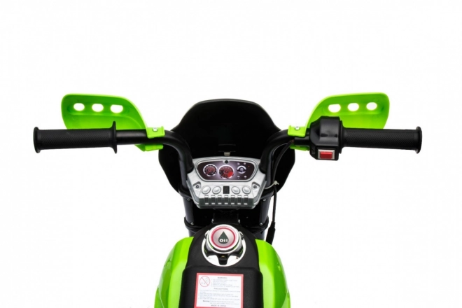Elektrische crossmotor voor kinderen op accu – groen, met zijwieltjes en LED-verlichting