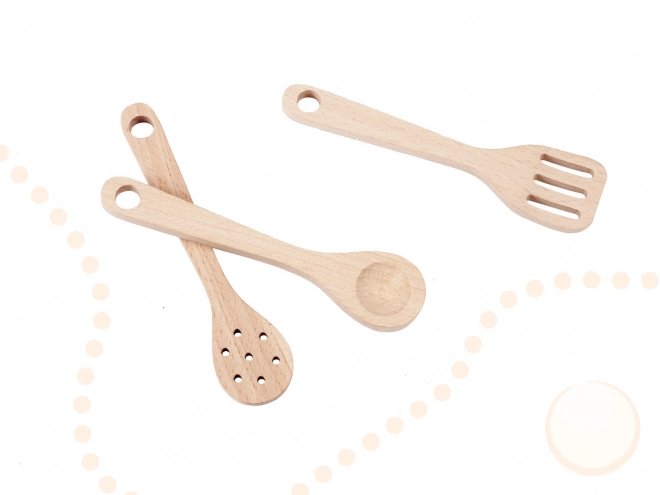 Kinder retro houten keuken met accessoires Boho