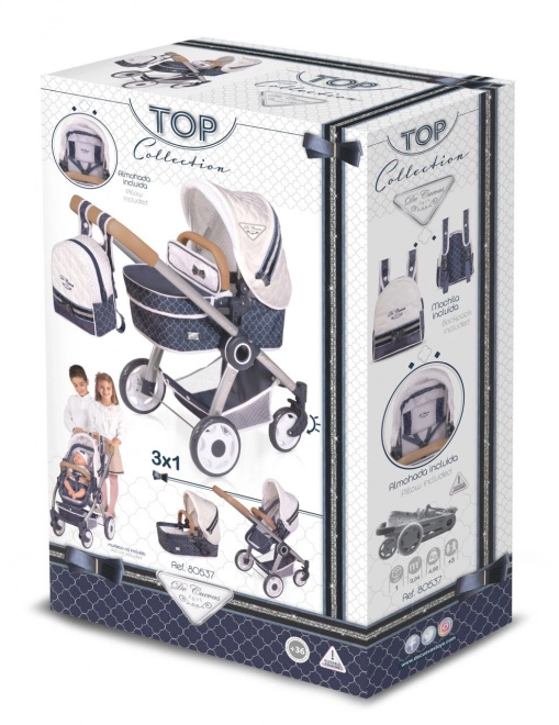 DeCuevas 80537 Opvouwbare poppenwagen 3 in 1 met rugzak TOP Collectie 2020 - 70 cm