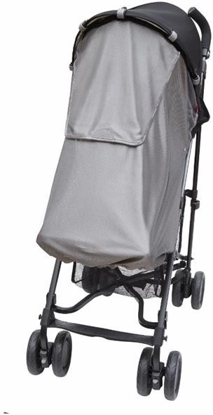 Zonnescherm voor kinderwagen met UV-bescherming, zilver