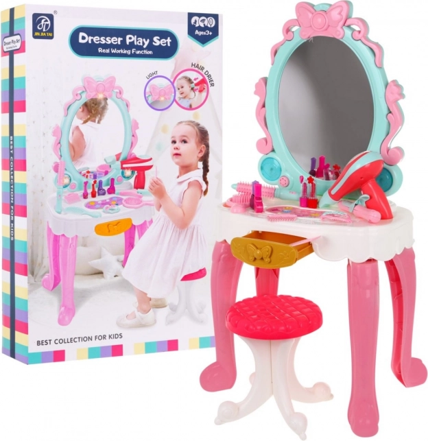 Interactieve kaptafel voor meisjes 3+ Krukje + föhn + accessoires