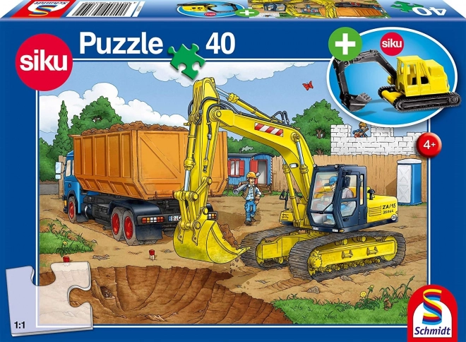 Puzzel Graafmachine 40 stukjes met SIKU model