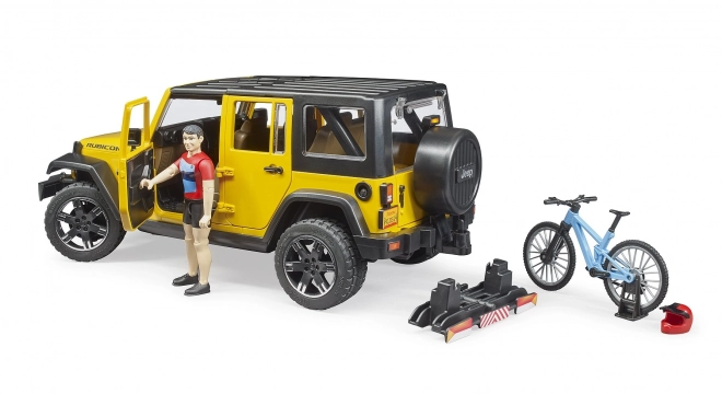 Bruder Jeep Wrangler Rubicon met fietser en fiets