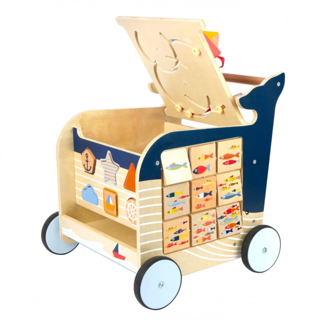 Houten loopwagen in de vorm van een walvis Small Foot
