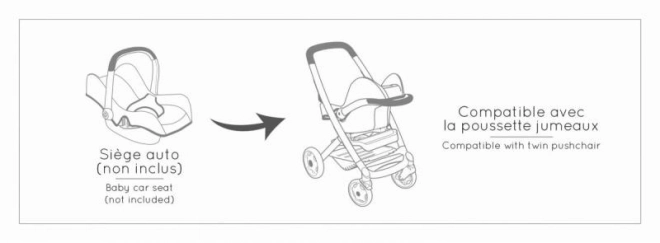 Gecombineerde poppenwagen Maxi Cosi groene-grijze