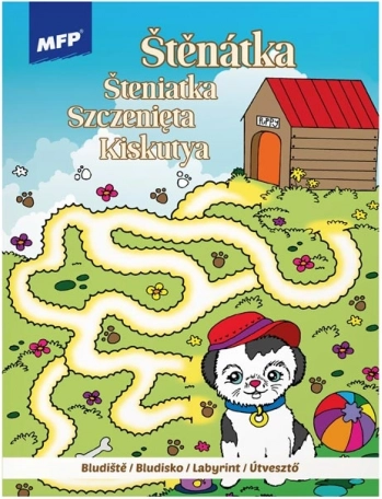 Kleur- en doolhofboek – puppy, 210 × 276 mm, 32 pagina’s