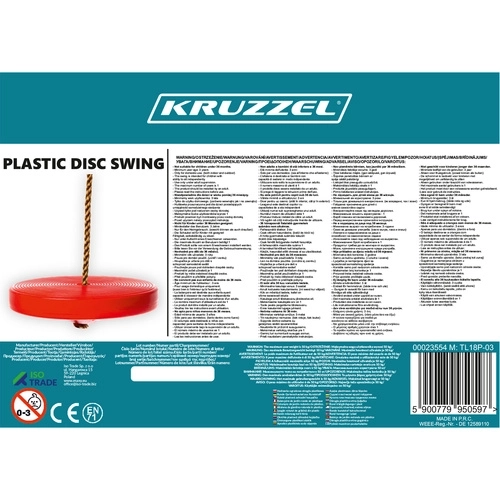 Kruzzel kinderschommel voor in de tuin met ronde zitting