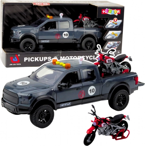 Pick-up met motorfiets met licht- en geluidseffecten