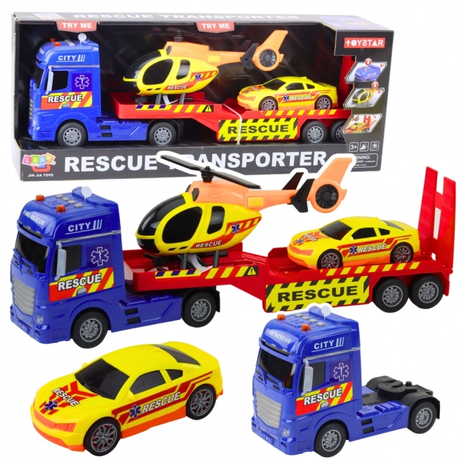 Reddingsset met helikopter en auto