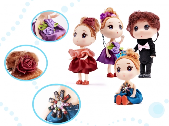 Set poppen - 3 meisjes en 1 jongen