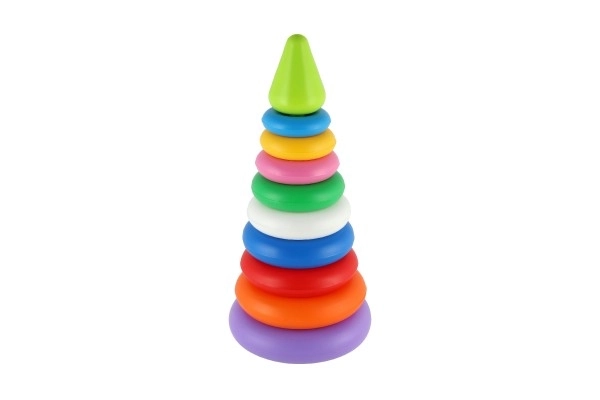 Puzzelpiramide met ringen kunststof 2 kleuren in net 15x31cm 12m+