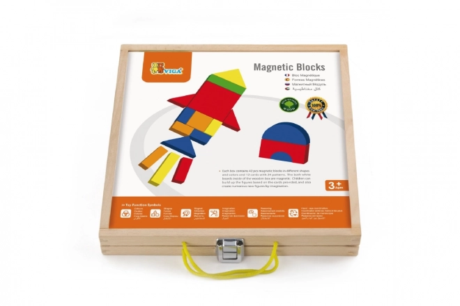 Houten magnetische speelgoedset in een koffertje