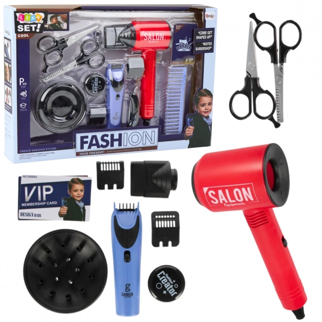 Kappersset voor jongens met föhn en accessoires