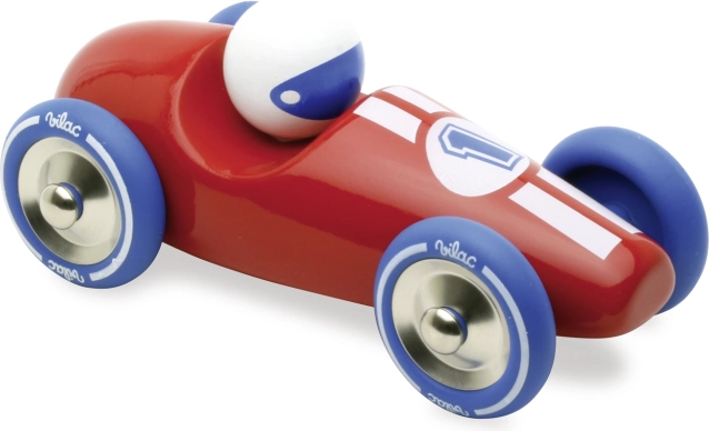 Vilac raceauto rood met blauwe wielen
