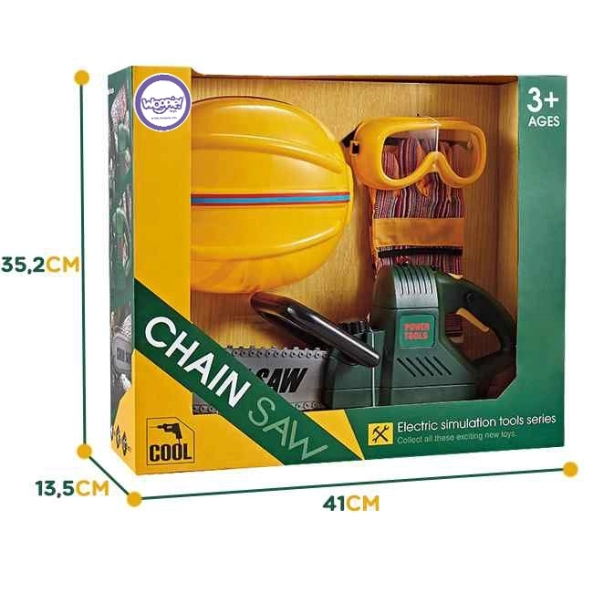 Grote set zaag, helm, bril en handschoenen Woopie