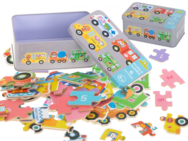 Puzzel in blikje - autootjes