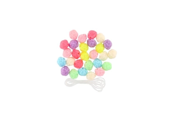 Plastic kralen bloemetjes met koord 2 soorten in zakje 6,5x11x1cm