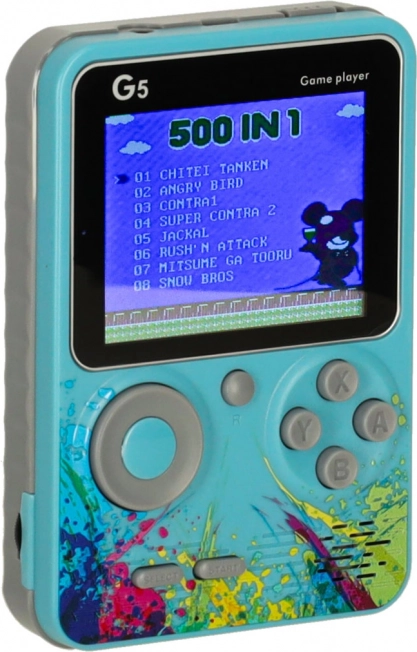 Draagbare retro spelconsole mini – 500 games, blauw