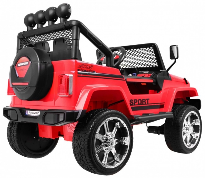 Rood elektrische kinderauto Raptor Drifter met 4x4 aandrijving