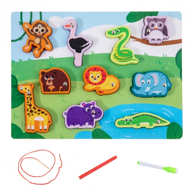 Houten magnetische puzzel met dieren