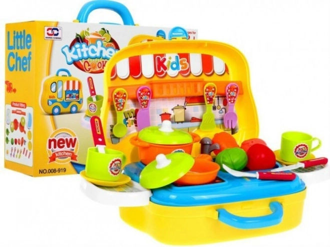 Draagbare Keukentje Food Truck voor kinderen 3+ Koffertje op wieltjes + accessoires