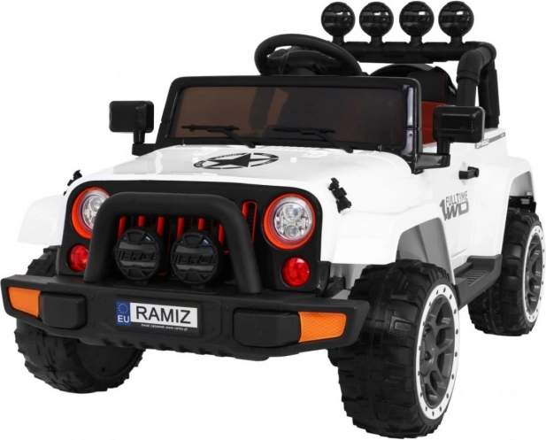 Elektrische terreinwagen voor kinderen Full Time 4WD met 4x4-aandrijving, afstandsbediening en LED-verlichting – Wit