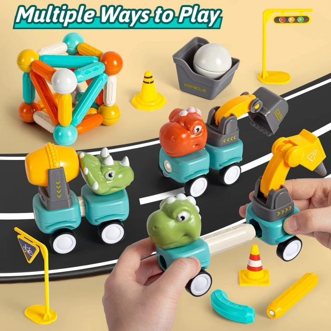 Woopie magnetische blokken dinosaurus constructieset