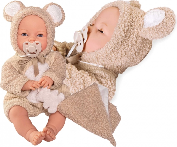 Knipogende babypop met geluiden en zacht lichaam 37 cm