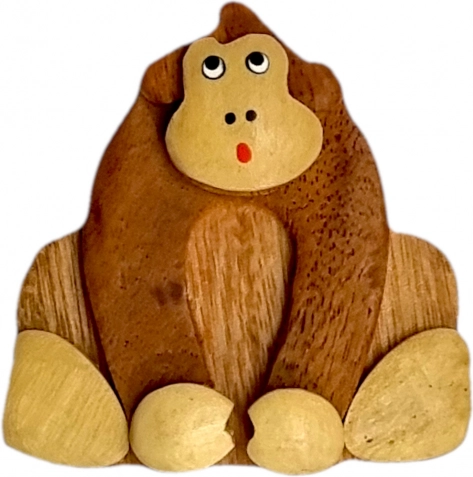 Houten magneet aap bruin
