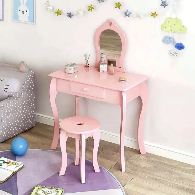 Grote kinderkaptafel met spiegel voor meisjes