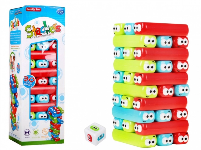 Spel Jenga Junior voor kinderen 3+ Toren van blokken + gekleurde balken + dobbelsteen