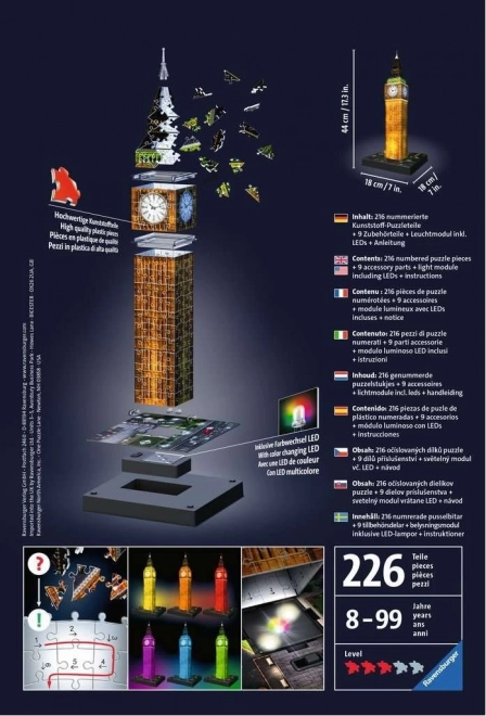 Puzzel 216 stukken 3D Big Ben Nacht