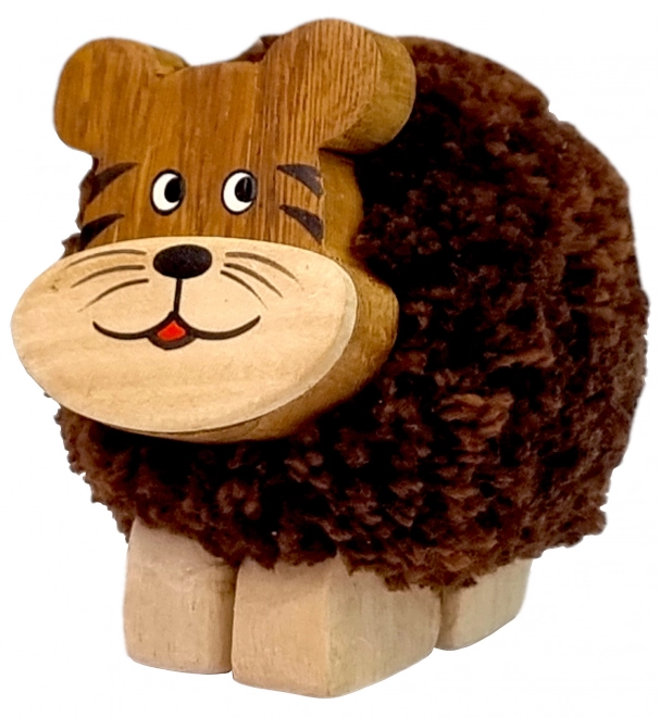 Houten beeld XL Tijger met pompon