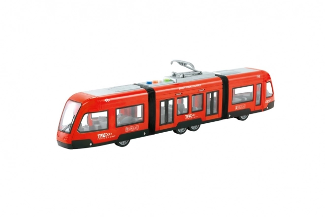 Rode tram op traagheidsmotor 1:16