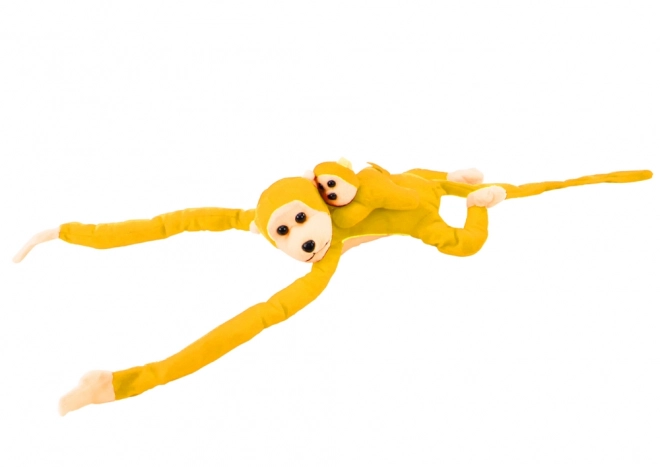 Pluchen aap met baby geel 90 cm